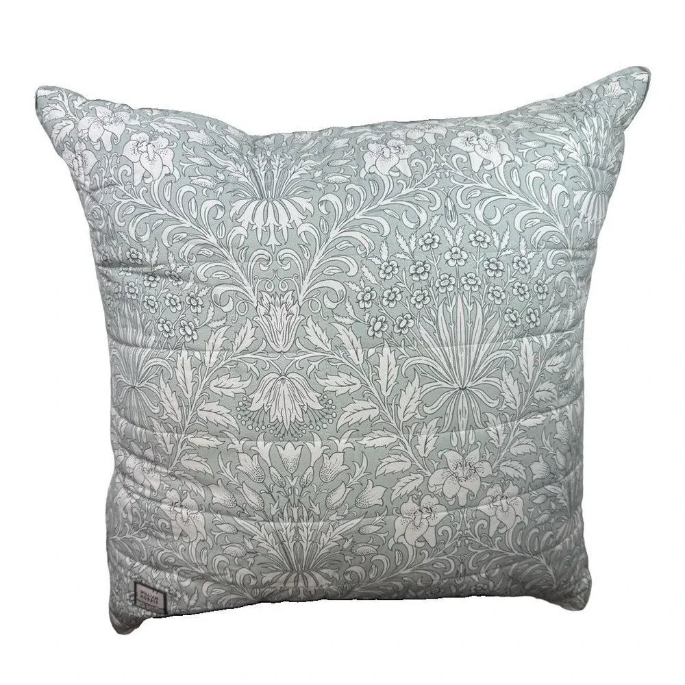 William Morris At Home Garden Tonal Seafoam 24x24 Throw Pillow Floral Cotton